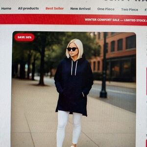 Women's Navy Blue Hoodie By Curvy Waves XL